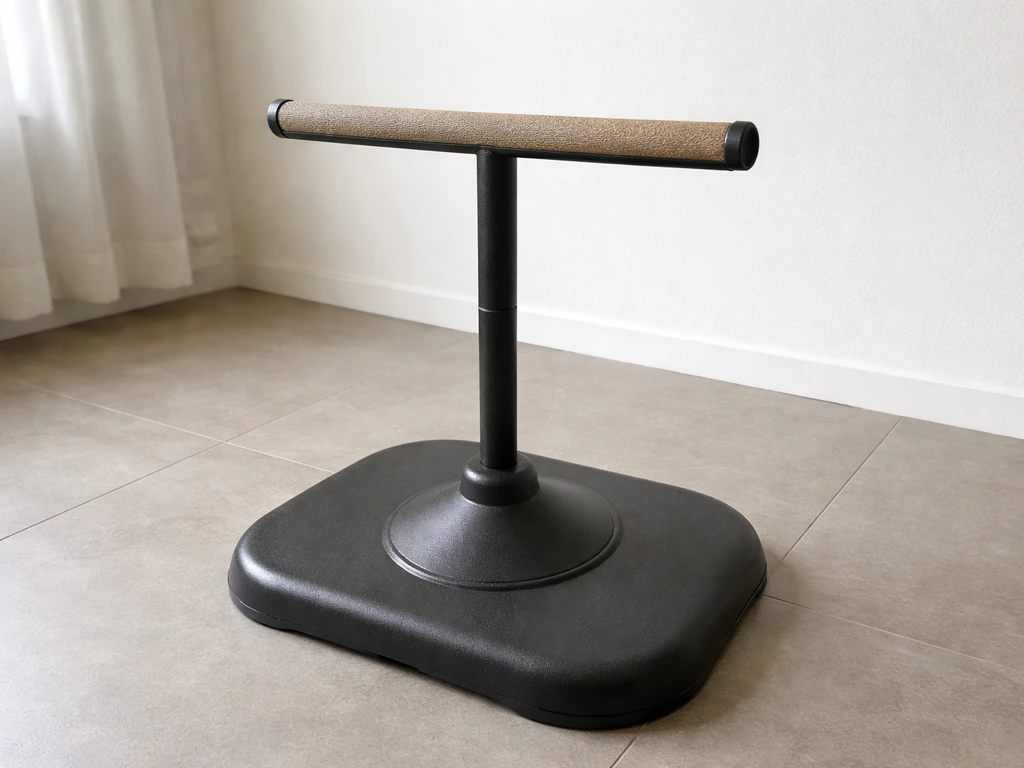 Heavy-duty large-bird stand with wide weighted base and flat-top perch platform, stable and tipping-resistant.