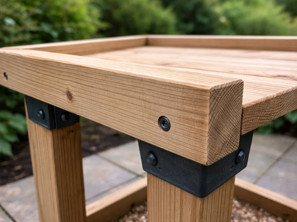 Close-up of a UK garden bird table showing FSC-certified wood grain, sturdy joints, and safe outdoor build.