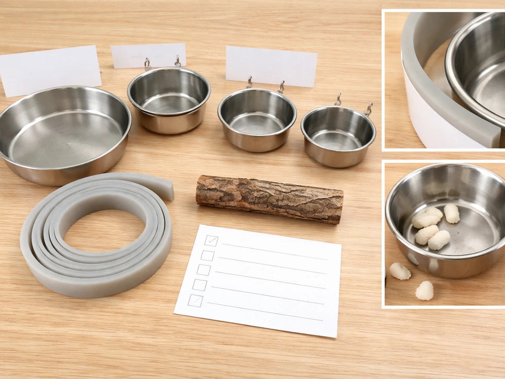 Close-up of stainless steel, food-grade silicone, and untreated wood accessories arranged on a clean surface.